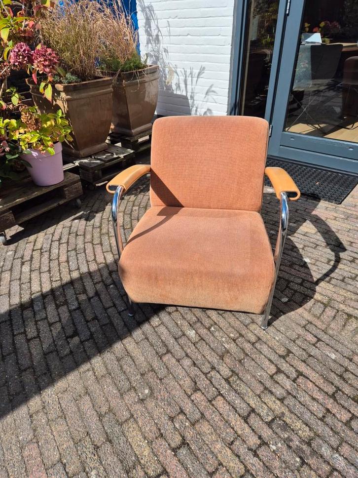 Leolux Scylla Fauteuil, Huis en Inrichting, Fauteuils, Gebruikt, Hout, Metaal, Stof, 75 tot 100 cm, 75 tot 100 cm, Ophalen