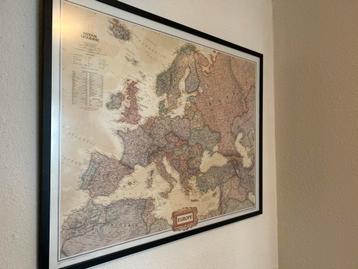 National Geographic Europakaart - Ingelijst beschikbaar voor biedingen