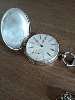 Vintage Antieke Zakhorloge Zilver Boeren Zakhorloge Savonet, Overige merken, Zakhorloge, Ophalen of Verzenden, Met ketting