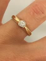 Gouden Diamonde Solitair Ring 0.24 Briljant Geslepen Diamant, 18 tot 19, Onbekend, Ophalen of Verzenden, Zo goed als nieuw