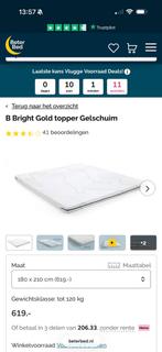 B Bright Gold topper Gelschuim 180x210, Ophalen, 210 cm, Tweepersoons, Zo goed als nieuw