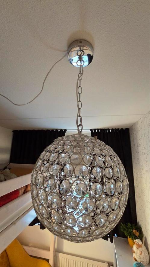 Kristallen Bol Hanglamp - Moderne Stijl, Huis en Inrichting, Lampen | Hanglampen, Zo goed als nieuw, Minder dan 50 cm, Metaal