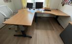 2x Assmann Werktafel hoekbureau bureau rond beuken, In hoogte verstelbaar, Gebruikt, Ophalen, Bureau