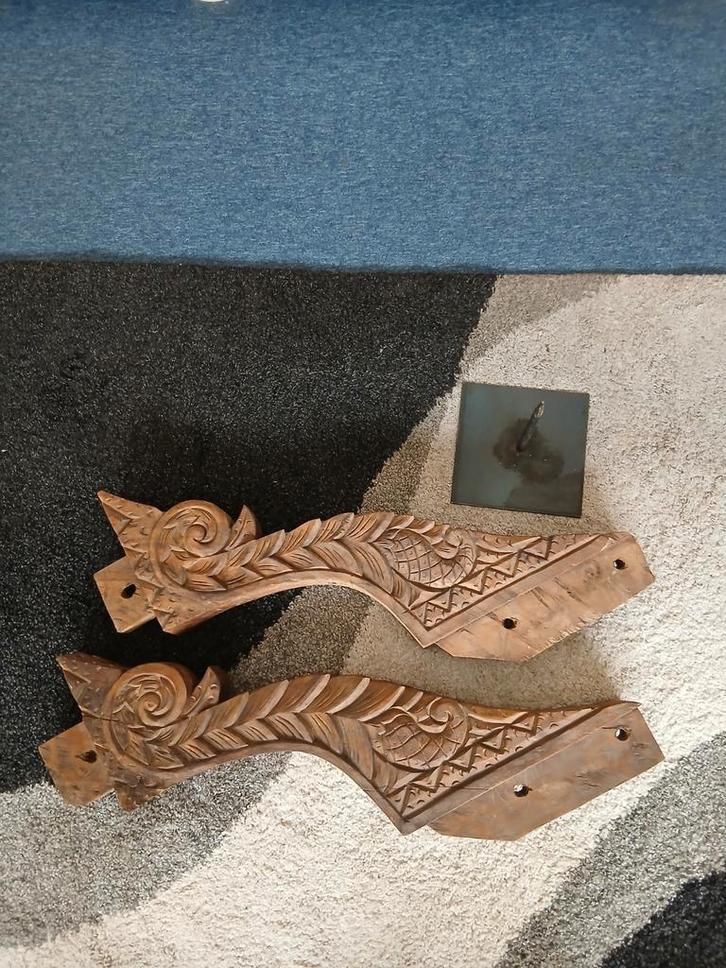 2x houten tempel ornament console India Indonesië snijwerk, Antiek en Kunst, Kunst | Niet-Westerse kunst, Ophalen