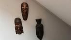 3 houten maskers, Antiek en Kunst, Kunst | Beelden en Houtsnijwerken, Ophalen of Verzenden
