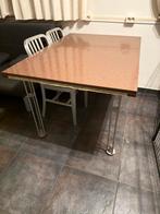 Keukentafel composiet rood marmer look, Ophalen, Gebruikt, 100 tot 150 cm, 50 tot 100 cm