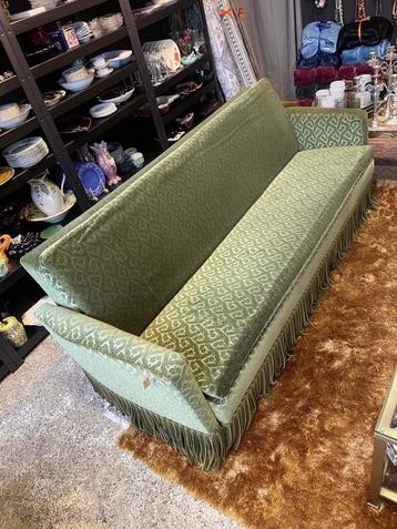 Vintage (slaap) bank groen velours velvet