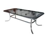 Prachtige vintage glazen salontafel met chromen onderstel, 100 tot 150 cm, Zo goed als nieuw, Minder dan 50 cm, Rechthoekig