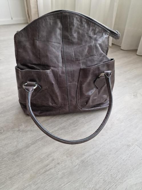 BERGÉ LEREN SHOPPER GRIJS 37X37CM, Sieraden, Tassen en Uiterlijk, Tassen | Damestassen, Zo goed als nieuw, Shopper, Grijs, Ophalen of Verzenden