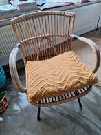 Retro rotan kuip stoel, Huis en Inrichting, Stoelen, Ophalen, Gebruikt, Bruin, Riet of Rotan