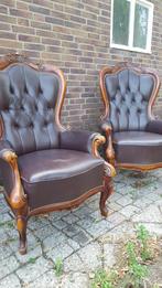 Lodewijk barok chesterfield fauteuils leder, Antiek en Kunst, Antiek | Meubels | Stoelen en Banken, Ophalen