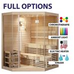 SAUNA-BINNEN 4PERS 150CM HOEK, Sport en Fitness, Sauna, Ophalen of Verzenden, Zo goed als nieuw, Complete sauna