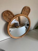 Rotan Spiegel met Oortjes - Babykamer Decoratie, Huis en Inrichting, Woonaccessoires | Spiegels, Ophalen, Minder dan 50 cm, Rond