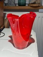 Fazzoletto Vaas cadmium rood Venini Murano, Antiek en Kunst, Antiek | Glas en Kristal, Ophalen of Verzenden