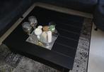 Salontafel, zwart, vierkant, hout, met onderblad, brocante, Huis en Inrichting, Tafels | Salontafels, Ophalen, Gebruikt, 50 tot 100 cm
