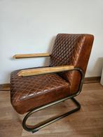Edward Swing fauteuils, bruin en groen leder., Huis en Inrichting, Fauteuils, Ophalen, Zo goed als nieuw, 75 tot 100 cm