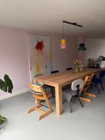 grote eiken tafel 280 x 90 cm of 245 x100 nieuw onbehandeld, Ophalen, Gebruikt, Eikenhout, 200 cm of meer