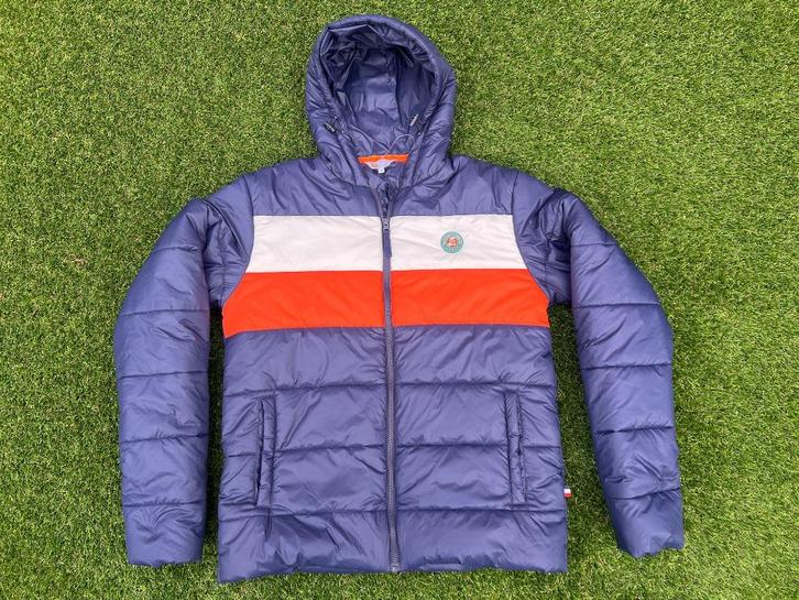Roland Garros gewatteerde navy/oranje pufferjas M, Kleding | Heren, Jassen | Winter, Zo goed als nieuw, Maat 48/50 (M), Blauw