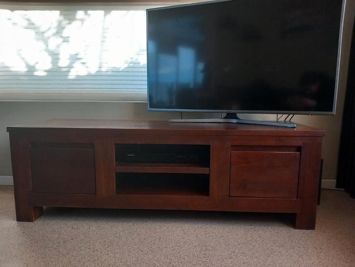 Massief houten TEAK TV DRESSOIR., Huis en Inrichting, Kasten | Televisiemeubels, Minder dan 100 cm, 150 tot 200 cm, 25 tot 50 cm