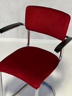Gebr de Wit 3011 sledestoel vintage eetkamerstoel retro rood, Huis en Inrichting, Stoelen, Metaal, Gebruikt, Vintage, Ophalen of Verzenden