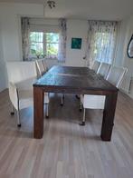 Massieve Koloniale Tafel + 6 Design Eetkamerstoelen, Huis en Inrichting, Ophalen