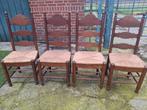 4 eiken stoelen, Huis en Inrichting, Stoelen, Ophalen, Zo goed als nieuw, Bruin