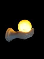 Fantastische grote vintage porseleinen hand bol wandlamp, Ophalen of Verzenden, Gebruikt, Glas