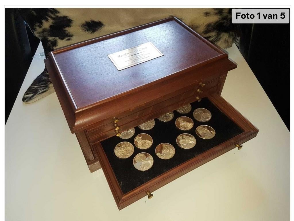 Rembrandt in Zilver - 1974 Franklin Mint Penningen, Postzegels en Munten, Munten | Oceanië, Setje, Zilver, Ophalen of Verzenden