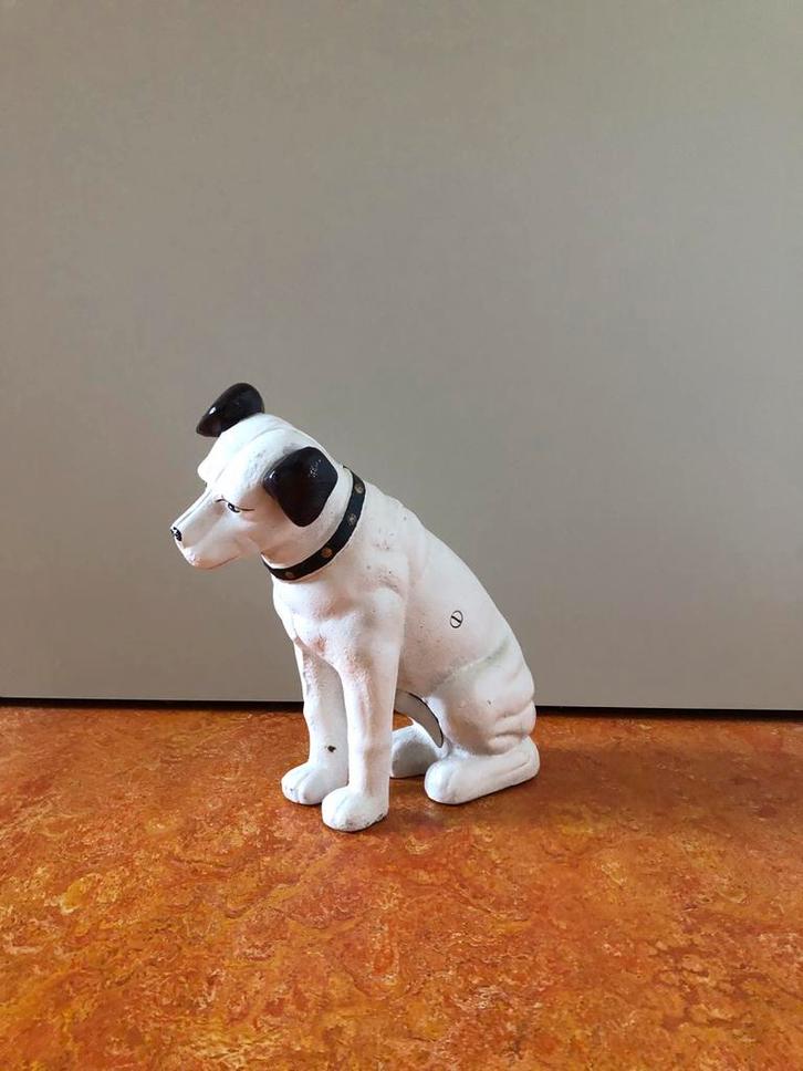 Vintage HMV Nipper Hond Spaarpot Gietijzer, Antiek en Kunst, Curiosa en Brocante, Ophalen of Verzenden