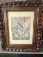 Oude prent van een luipaard in lijst, Ophalen of Verzenden