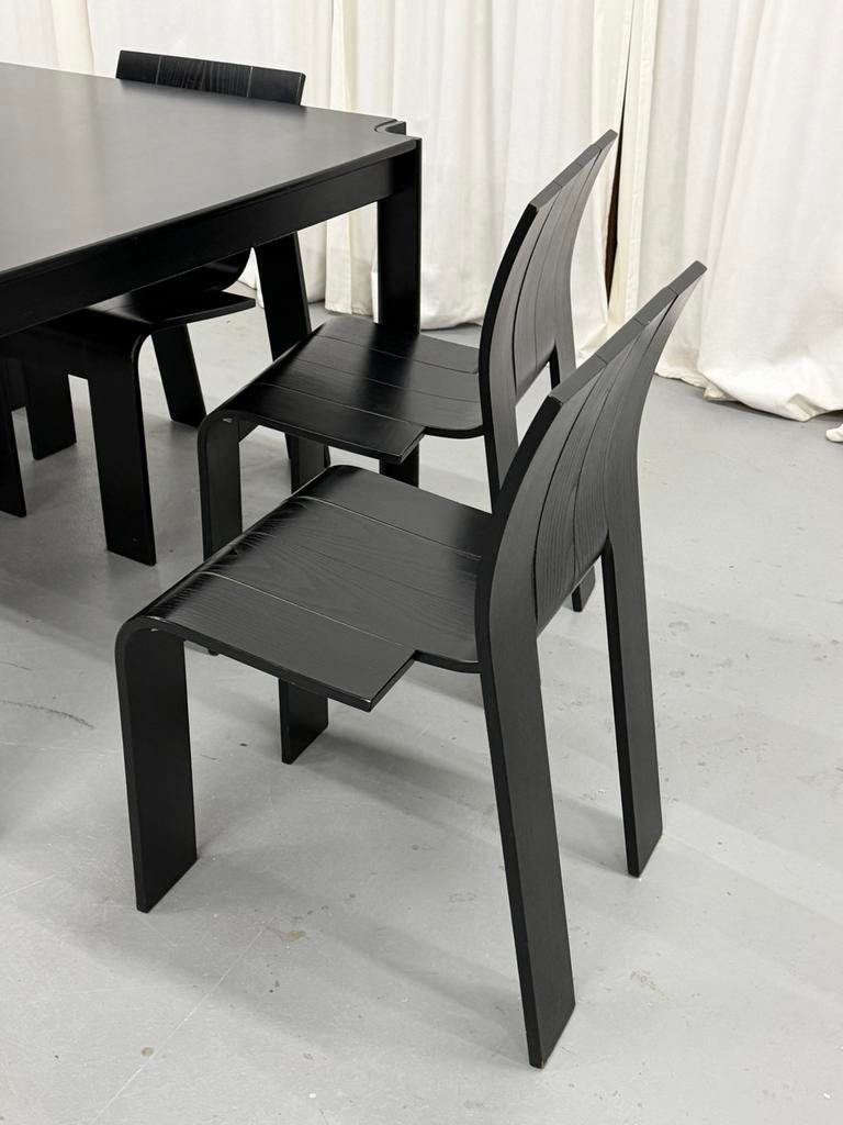 Strip tafel en 6 stoelen - Gijs Bakker, Ophalen, Gebruikt, Vintage Dutch Design, 4 tot 6 stoelen