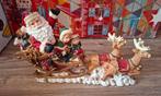 Kerstman op slee met rendieren - kerst decoratie, Ophalen of Verzenden, Gebruikt