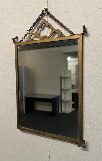 Klassiek messing hang spiegeltje 30 x 25 cm beschikbaar voor biedingen