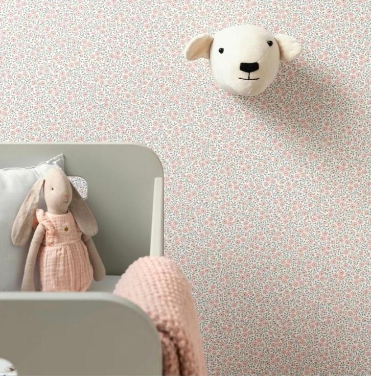 14003 – Rasch mini-bloemetjesbehang in zachte tinten swiet, Huis en Inrichting, Stoffering | Behang, Wit, minder dan 10 m², Verzenden
