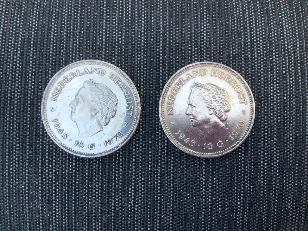 10 Gulden 'Nederland Herrijst' - 1945-1970, Koningin Juliana, Zilver, Ophalen of Verzenden, Losse munt