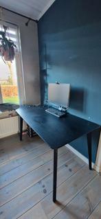 Ikea Lisabo tafel - Zwart/essenfineer - 140x78 cm, Ophalen, Gebruikt, Bureau