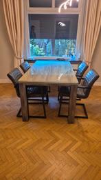 Glazen eettafel met 4 stoelen, Ophalen, Glas, 50 tot 100 cm, Zo goed als nieuw
