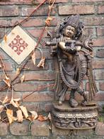 Krisnha fluitend. 58 cm hoog; 12 kg messing., Ophalen of Verzenden