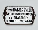 Oud Emaille Bordje Deurpostje Tractoren Hamersveld Eemnes, Verzamelen, Verzenden, Gebruikt, Reclamebord