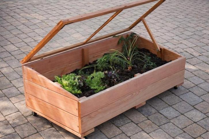 Woodvision || Moestuinbak met deksel & wielen || Douglas, Tuin en Terras, Bergingen en Tuinkasten, Nieuw, Overige typen, Hout