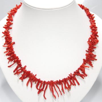Schitterende Antiek 50 Cm Zilver Vermeil Bloedkoraal Ketting beschikbaar voor biedingen