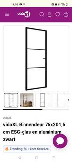 Nieuwe binnendeur glas/aluminium zwart 76x201.5cm, Ophalen, Nieuw, Glas