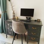 Vintage bureau grijs geverfd, Huis en Inrichting, Bureaus, Ophalen, Gebruikt, Bureau