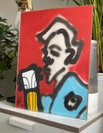 Moderne graffiti kunst schilderij gitarist met lijst, Verzenden