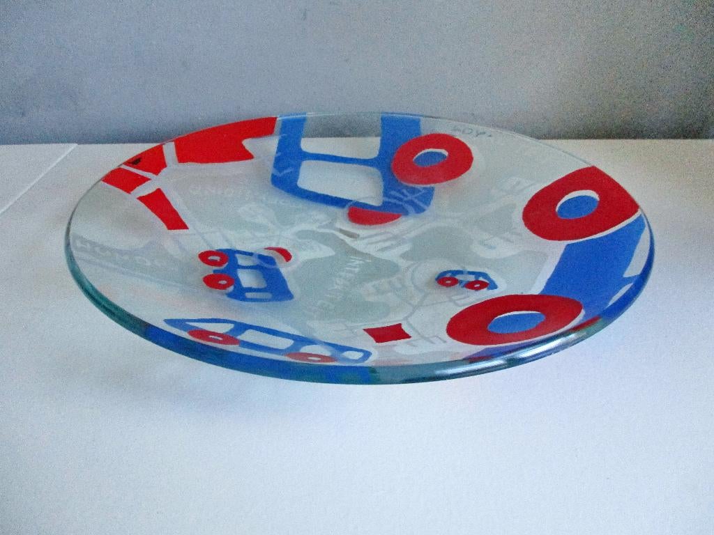 Grote Walter van Oel (1942 – 2025) schaal glas vintage, Ophalen of Verzenden