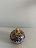Pillendoosje uit Thailand een plaatje 6cm blauw met goud, Ophalen of Verzenden