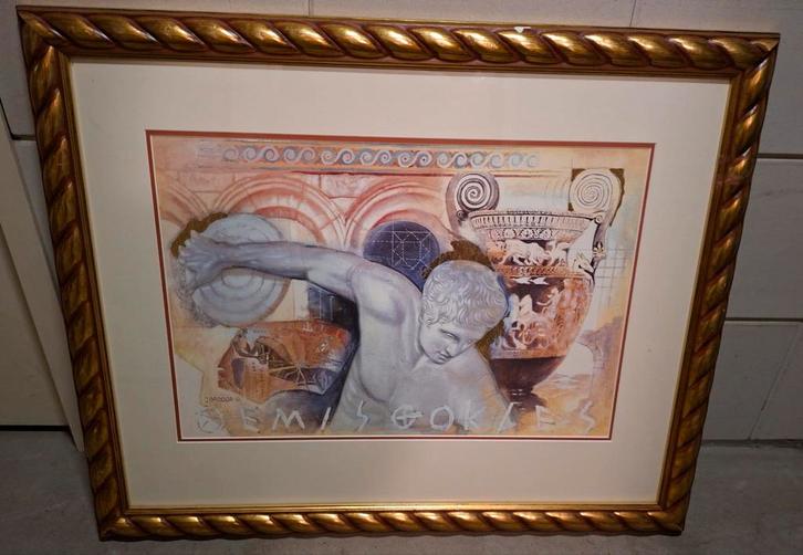 Gekaderde print van een Griekse atleet, Antiek en Kunst, Kunst | Tekeningen en Foto's, Ophalen of Verzenden