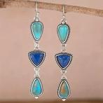 Oorbellen met lapis lazuli en turquoise natuursteen, Overige materialen, Hangers, Blauw, SINO-SEAR GmbH