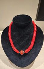 Antieke etnische ketting van rood bloedkoraal, Ophalen of Verzenden, Zilver, Ketting, Met edelsteen