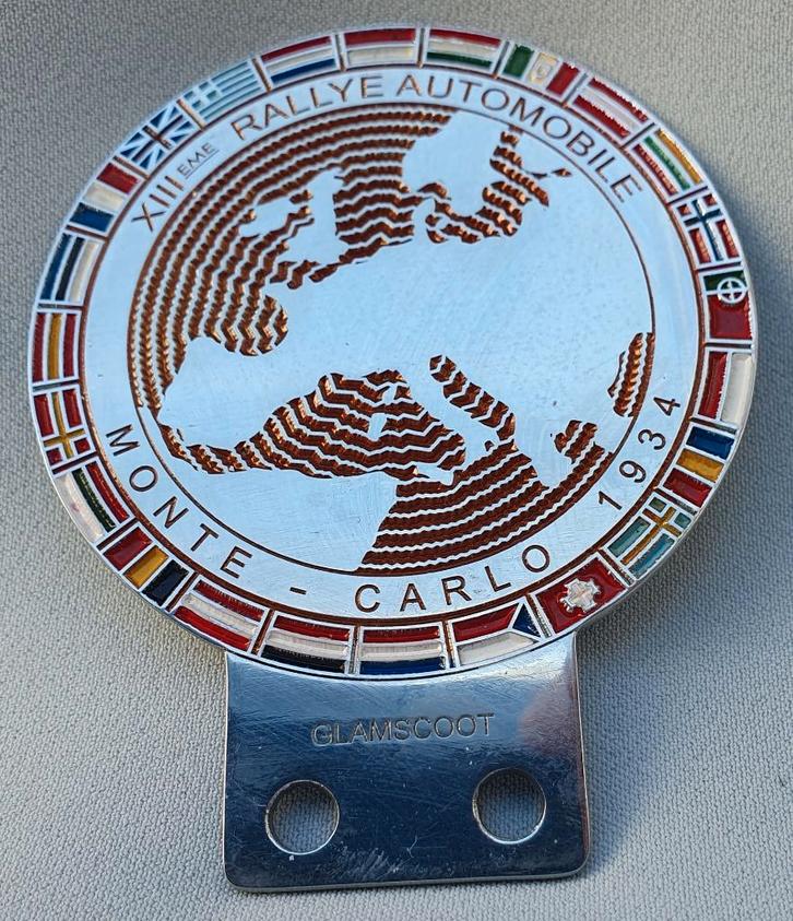 Grille Badge van de 13e Rally Automobile Monte Carlo - 1934, Verzamelen, Automerken, Motoren en Formule 1, Zo goed als nieuw, Auto's